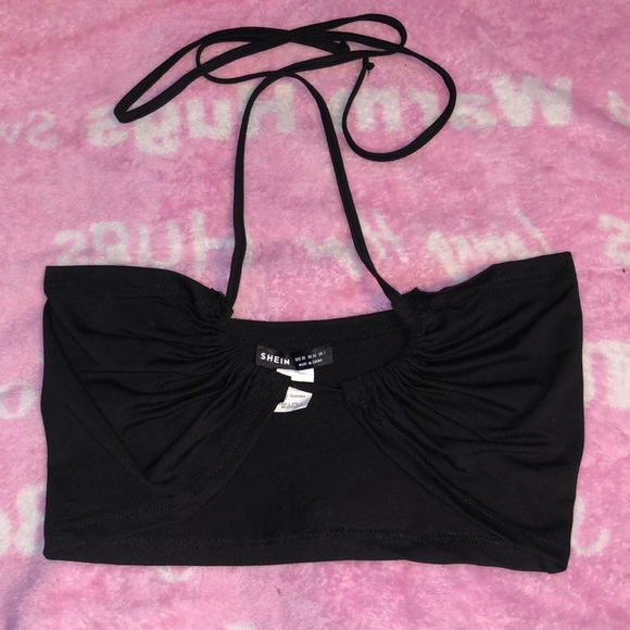 New Without Tags SHEIN Black Cute Crop Top - Picture 3 of 9